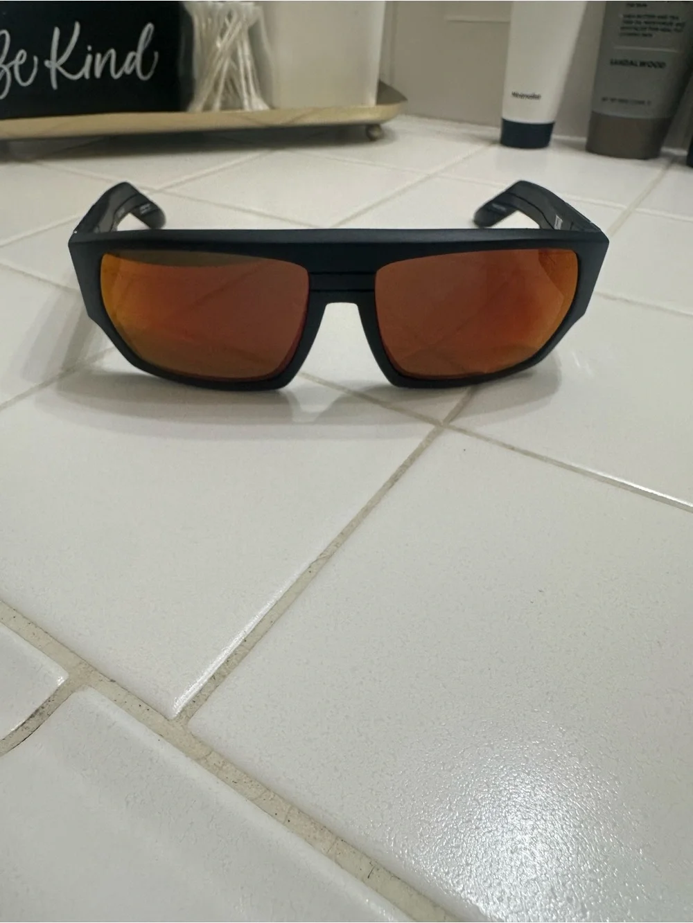 SPY Black Frame Sunglasses with Red Lenses